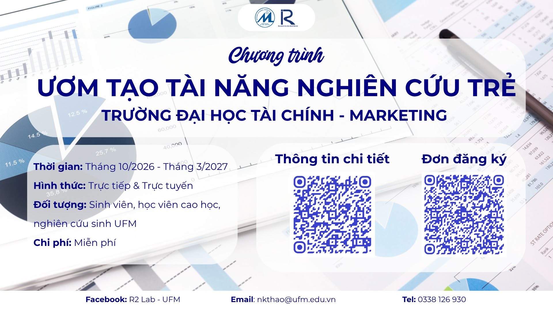Thông báo về việc tiếp nhận đăng ký tham gia Chương trình “Ươm tạo tài năng nghiên cứu trẻ - Trường Đại học Tài chính – Marketing” Mùa 1 – Năm 2026